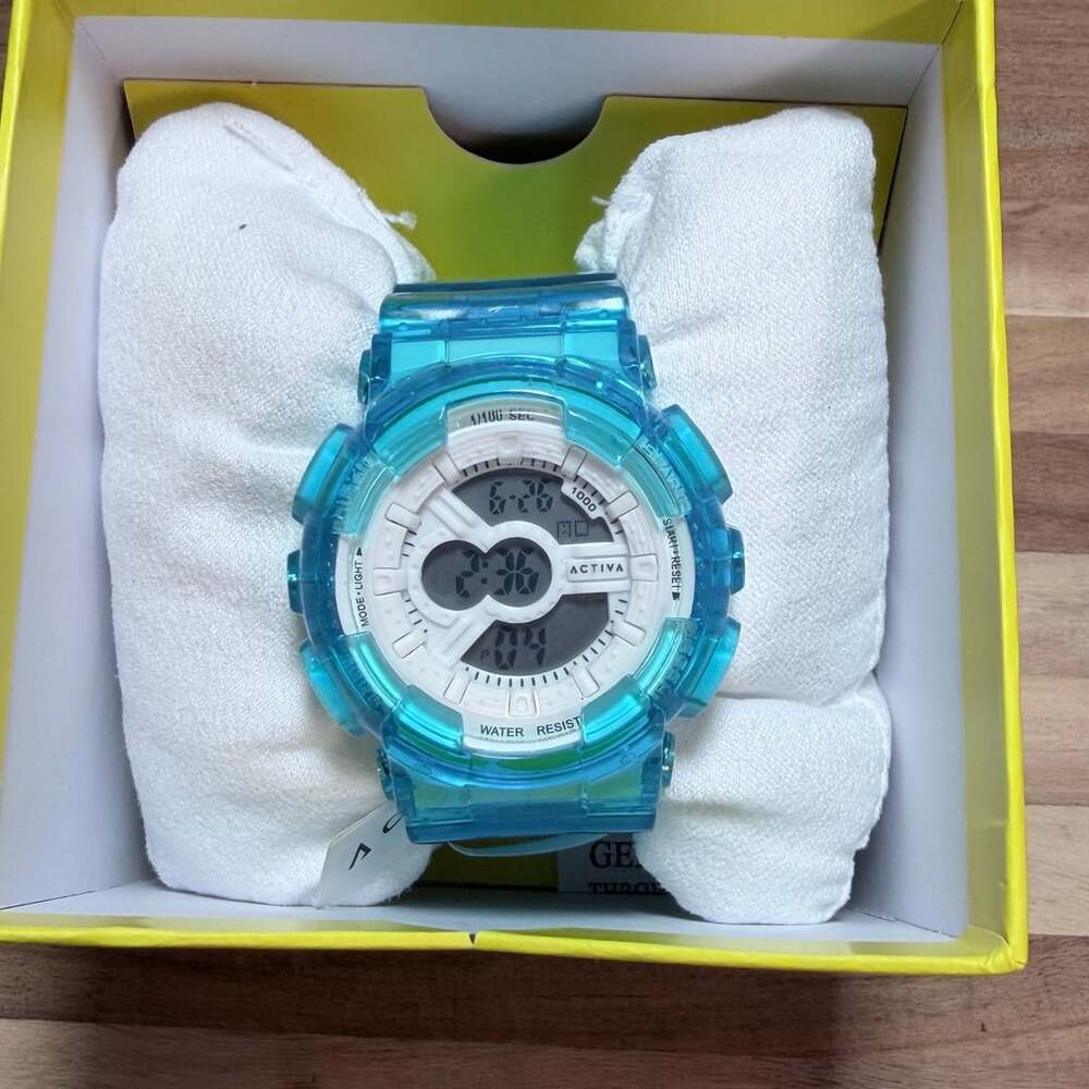 Activa Digital Watch Transparent Blue White Sports